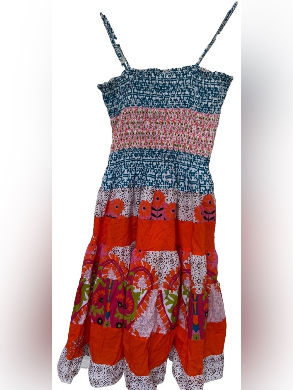 Boho Bright Patchwork Summer Dress Beach Resort Style Size Medium